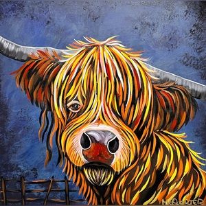 Large Original Art- Highland Cow Painting signed by the Artist - Me :)